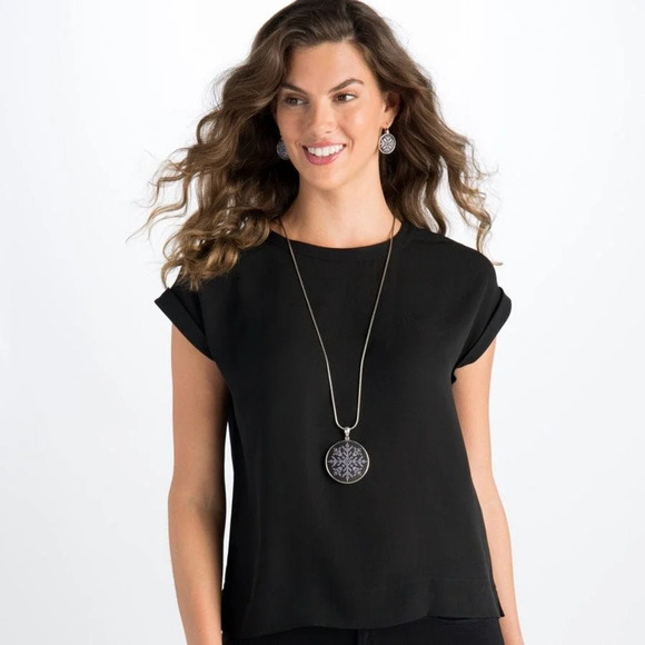 Brighton NORDIC STAR Snowflake Convertible Silver Plate Necklace & Earrings Set - Picture 1 of 6
